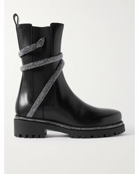 Rene Caovilla - Cleo Chelsea Boots Aus Leder Mit Kristallen - Lyst
