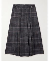 Gabriela Hearst - Wesley Pleated Checked Wool And Silk-Blend Midi Skirt - Lyst