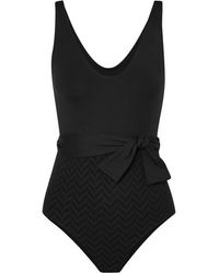 Eres Badeanzug Aus Seersucker Mit Bindegürtel - Schwarz