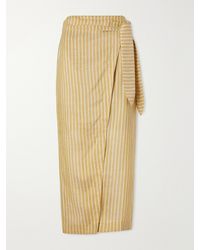 Brunello Cucinelli - Linen And Silk-Blend Midi Skirt - Lyst
