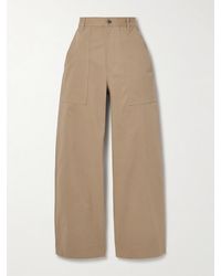 Moncler - Cotton-Blend Twill Wide Leg Pants - Lyst