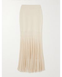 Chloé - Pleated Ribbed Wool And Silk-Blend Maxi Skirt - Lyst