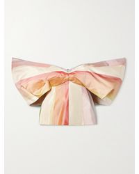 Rosie Assoulin - Making Your Point Off-The-Shoulder Striped Silk-Taffeta Top - Lyst