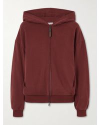 Brunello Cucinelli - Bead-Embellished Cotton-Jersey Zip-Up Hoodie - Lyst