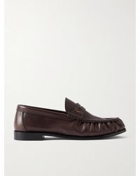Saint Laurent - Le Loafer Logo-Embellished Textured-Leather Loafers - Lyst