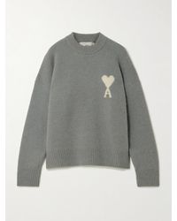Ami Paris - Intarsia Oversized Alpaca-Blend Sweater - Lyst