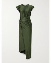 Rabanne - Asymmetrisches Kleid Aus Glänzendem Jersey Mit Verzierung Und Raffungen - Lyst