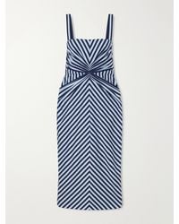 Carolina Herrera - Striped Ruched Cotton-Blend Midi Dress - Lyst