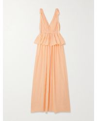 Adam Lippes - Dendur Tie-Detailed Pleated Cotton And Silk-Blend Voile Gown - Lyst