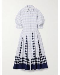 Jonathan Simkhai - Jazz Frayed Paneled Checked Cotton-Voile Midi Shirt Dress - Lyst