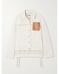 Loewe - Veste Asymétrique En Coutil De Coton Et En Lin Mélangés À Finitions En Cuir - Lyst