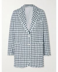 Thom Browne - Frayed Checked Cotton-Tweed Blazer - Lyst