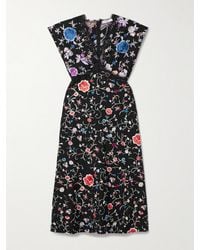 Sea - Priscilla Lace-Trimmed Embroidered Crepe Midi Dress - Lyst