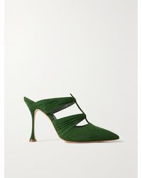 Manolo Blahnik - Kerua 105 Cutout Gathered Suede Mules - Lyst