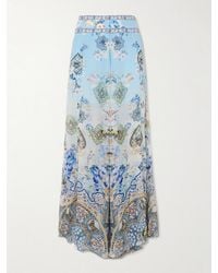 CAMILLA - Al Manial Palace Embellished Printed Silk-Crepon Wide Leg Pants - Lyst