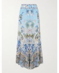 CAMILLA - Al Manial Palace Embellished Printed Silk-Crepon Wide Leg Pants - Lyst