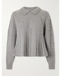 Polo Ralph Lauren - Cable-Knit Wool And Cashmere-Blend Peplum Sweater - Lyst