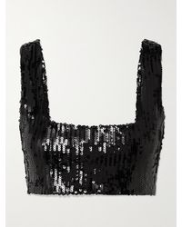 Galvan London - Beating Heart Cropped Sequined Tulle Top - Lyst