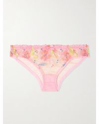 Agent Provocateur - Rixie Bow-Detailed Lace-Trimmed Embroidered Tulle Briefs - Lyst