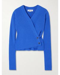 Victoria Beckham - Wrap-Effect Ribbed Wool And Cashmere-Blend Cardigan - Lyst