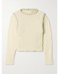 Isabel Marant - Ladiva Leather-Trimmed Cable-Knit Wool-Blend Bouclé Sweater - Lyst