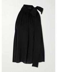 Valentino Garavani - Bow-Embellished Silk-Georgette Top - Lyst