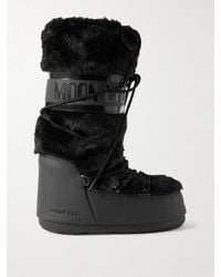 Moon Boot - Icon Faux Fur And Faux Leather Snow Boots - Lyst