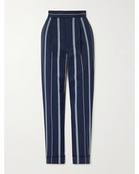 Ralph Lauren - Evane Hose Aus Twill Aus Einer Woll-Baumwollmischung Mit Falten Und Streifen - Lyst