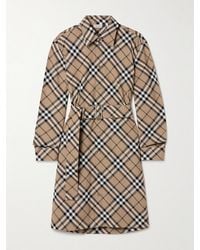 Burberry - Belted Checked Woven Mini Shirt Dress - Lyst
