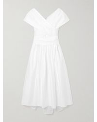 Adam Lippes - Wrap-Effect Cotton-Poplin Midi Dress - Lyst