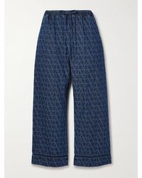 Valentino Garavani - Verkürzte Jeans Mit Weitem Bein Aus Denim Mit Jacquard-Muster - Lyst