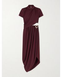Violante Nessi - Pagani Cutout Embellished Gathered Crepe De Chine Midi Dress - Lyst