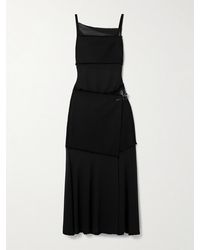 Proenza Schouler - Dani Paneled Faux Leather-Trimmed Chiffon And Frayed Jersey Maxi Wrap Dress - Lyst