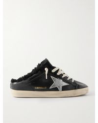 Golden Goose - Super-Star Sabot Distressed Shearling-Lined Leather Slip-On Sneakers - Lyst