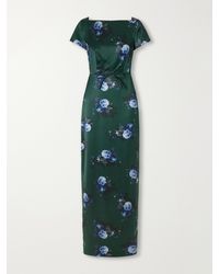Erdem - Bow-Detailed Floral-Printed Duchesse-Satin Gown - Lyst
