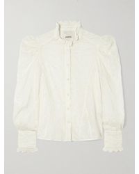 Isabel Marant - Zorica Ruffled Embroidered Cotton And Silk-Blend Voile Blouse - Lyst