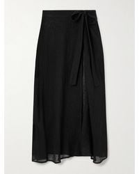 LeKasha - Muscat Linen-Gauze Wrap Midi Skirt - Lyst