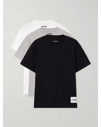 Jil Sander - Set Aus Drei T-Shirts Aus Baumwoll-Jersey Mit Applikation - Lyst