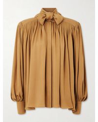 KHAITE - Vali Pussy-Bow Silk-Georgette Blouse - Lyst