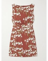 BERNADETTE - Lucille Belted Floral-Print Crepe Mini Dress - Lyst
