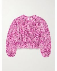 Isabel Marant - Gelina Bluse Aus Bedrucktem Crêpe Aus Einer Seidenmischung Mit Raffungen - Lyst