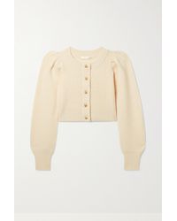 LoveShackFancy Cashmere Ribbed-knit Cropped Cardigan in Pink - Lyst