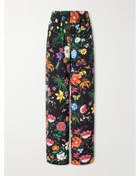 Gucci - Flora Printed Silk-Twill Wide-Leg Pants - Lyst