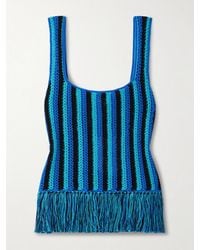 Escvdo - Débardeur En Coton À Mailles Ajourées, Rayures Et Franges Misti - Lyst