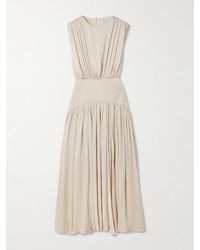 Abadia - Suri Gathered Plissé-Satin Gown - Lyst