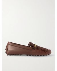 Tod's - Gommino Embellished Fringed Leather Loafers - Lyst