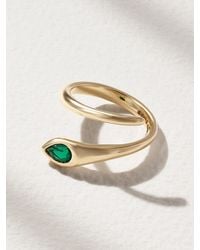 Alison Lou - Tear Ring Aus 14 Karat Mit Synthetischem Smaragd - Lyst