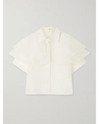 FRAME - Cape-Effect Layered Silk-Organza Blouse - Lyst