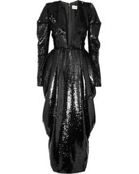 Alexandre Vauthier Drapierte Robe Aus Chiffon Mit Pailletten - Schwarz