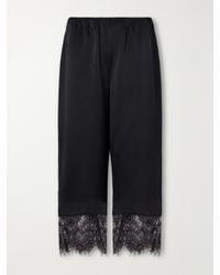 Posse - Blake Lace-Trimmed Silk-Satin Straight-Leg Pants - Lyst